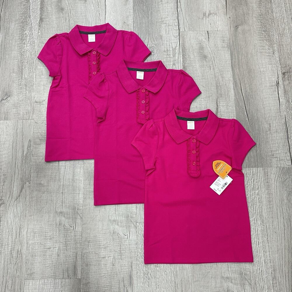 NWT Gymboree Lot Of 3 Playoff Polo Girls 7 School Uniform Pink Short Sleeve